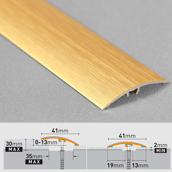 41mm Wide Anodised Aluminium Brushed Door Floor Bar Edge Trim Threshold