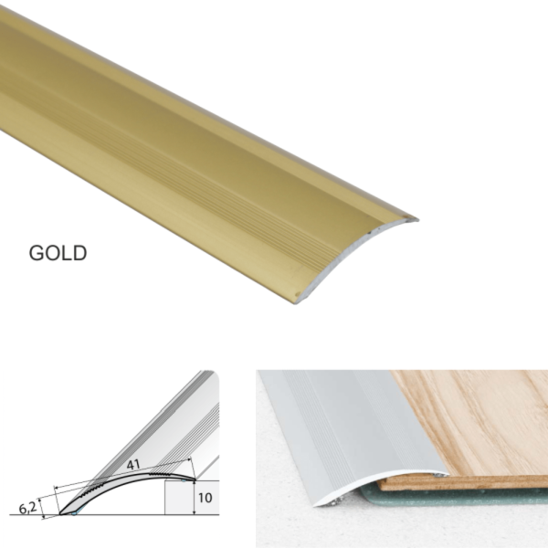 41mm Wide Self Adhesive Aluminium Door Thresholds For Wooden, Laminate, Carpet Vinyl Flooring