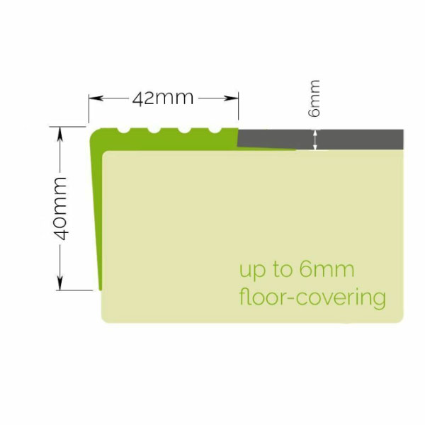 40mm x 42mm Non Slip Stair Nosing Rubber Angle Step Edge