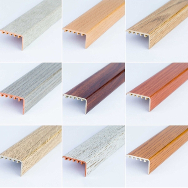 45mm x 22mm Wood Effect UPVC Stair Edge Trim Nosing For Wooden & Laminate Stairs