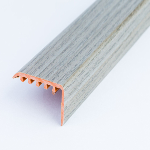 45mm x 22mm Wood Effect UPVC Stair Edge Trim Nosing For Wooden & Laminate Stairs