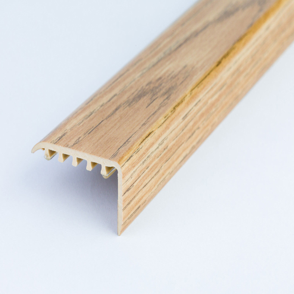 45mm x 22mm Wood Effect UPVC Stair Edge Trim Nosing For Wooden & Laminate Stairs