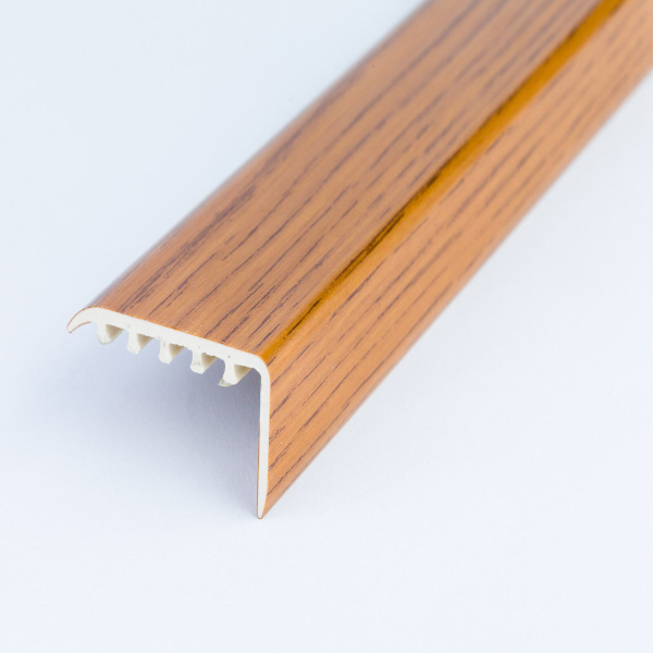 45mm x 22mm Wood Effect UPVC Stair Edge Trim Nosing For Wooden & Laminate Stairs