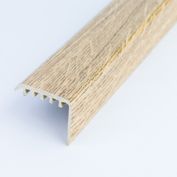 45mm x 22mm Wood Effect UPVC Stair Edge Trim Nosing For Wooden & Laminate Stairs