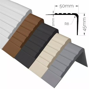 Anti/Non Slip 50 x 45mm Rubber Stair Nosing PVC Angle Step Edging Trim   