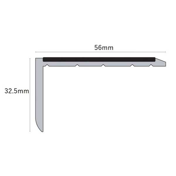 56 x 32.5mm Slimline PVC Hard Nose Stair Nosing with PVC Insert