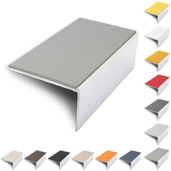 56mm x 32mm Aluminium Stair Nosing Edge Trim With Non Slip Pvc Insert