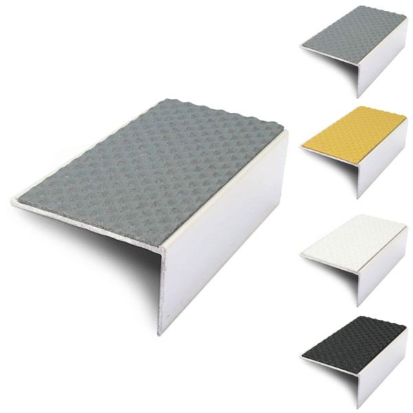 56mm x 32mm External Stair Nosing Edge Trim With Tredsafe PVC Insert