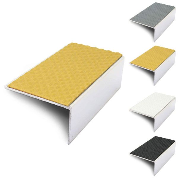 56mm x 32mm External Stair Nosing Edge Trim With Tredsafe PVC Insert