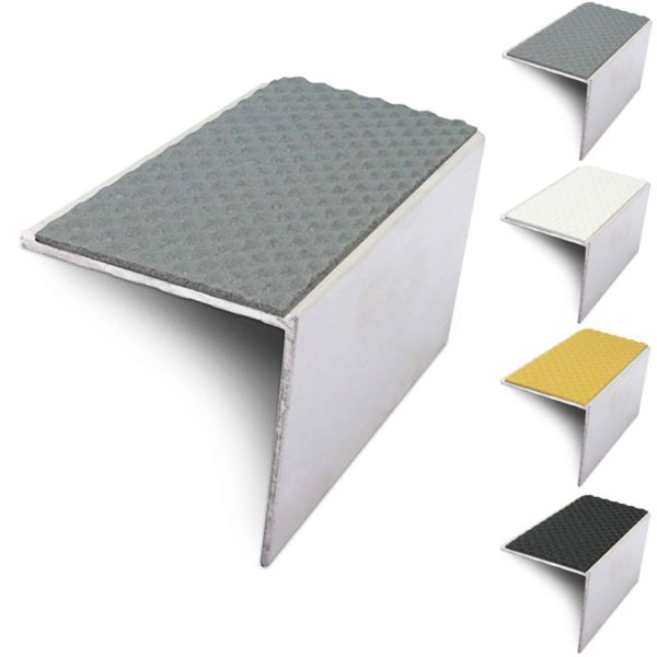 56mm x 55mm Aluminium Stair Nosing With Tredsafe Pvc Insert DDA Compliant