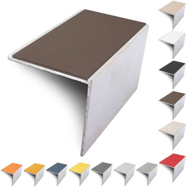 56mm x 55mm Aluminium Stair Nosing Edge Trim With Non Slip Pvc Insert