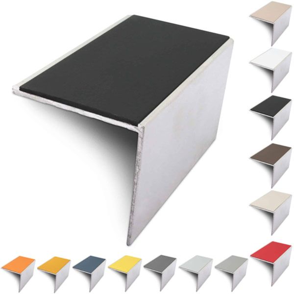 56mm x 55mm Aluminium Stair Nosing Edge Trim With Non Slip Pvc Insert