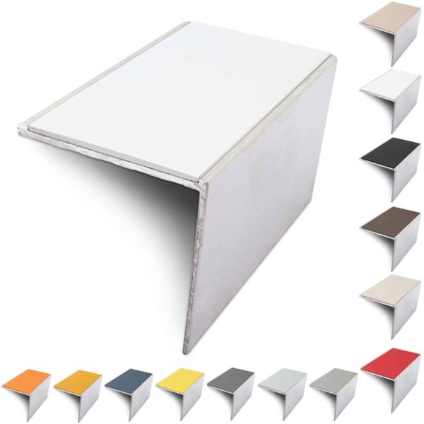 56mm x 55mm Aluminium Stair Nosing Edge Trim With Non Slip Pvc Insert