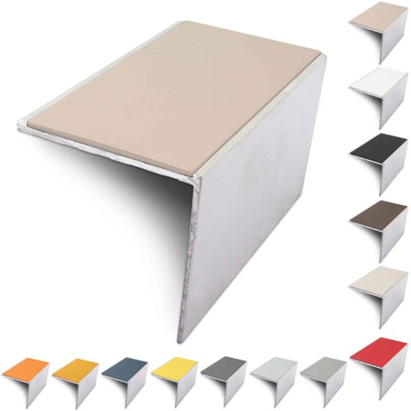 56mm x 55mm Aluminium Stair Nosing Edge Trim With Non Slip Pvc Insert