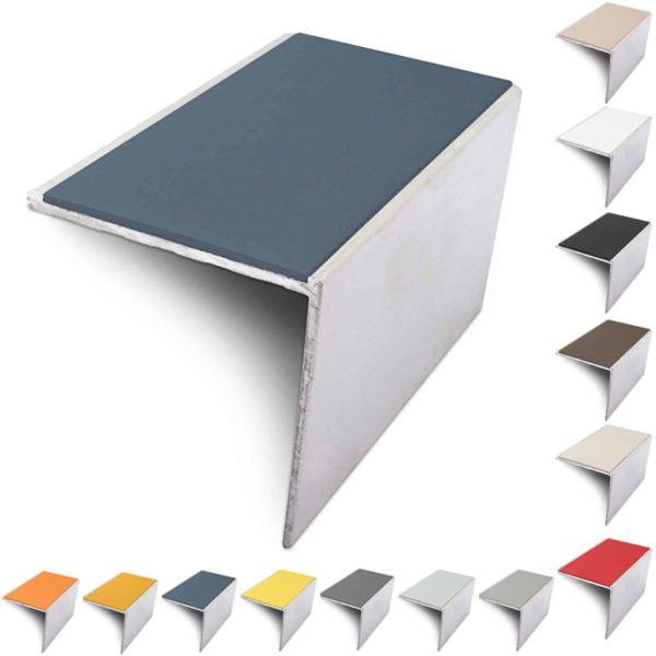 56mm x 55mm Aluminium Stair Nosing Edge Trim With Non Slip Pvc Insert