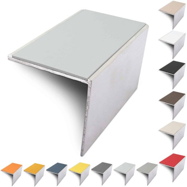 56mm x 55mm Aluminium Stair Nosing Edge Trim With Non Slip Pvc Insert