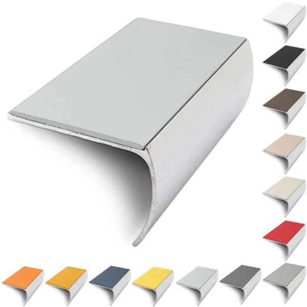 57mm x 40mm Bullnose Aluminium Stair Nosing Edge Trim With Pvc Insert