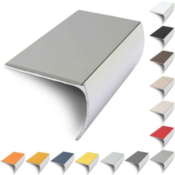 57mm x 40mm Bullnose Aluminium Stair Nosing Edge Trim With Pvc Insert