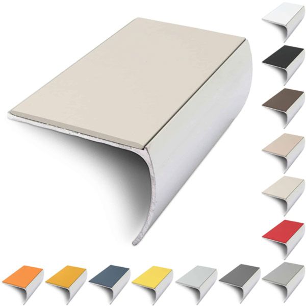 57mm x 40mm Bullnose Aluminium Stair Nosing Edge Trim With Pvc Insert