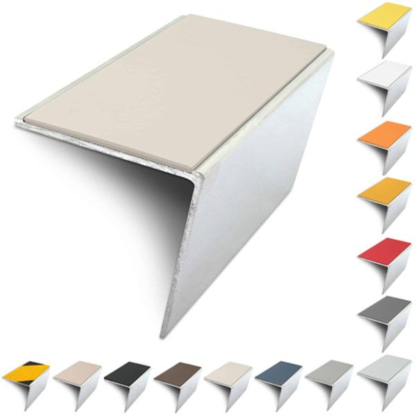 57mm x 55mm Rakeback Aluminium Stair Nosing Edge Trim With Anti Slip Pvc Insert