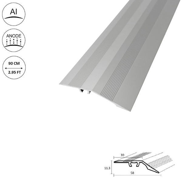  58mm Aluminium Door Bars Threshold Strip Transition Trim Laminate Tiles Ramp