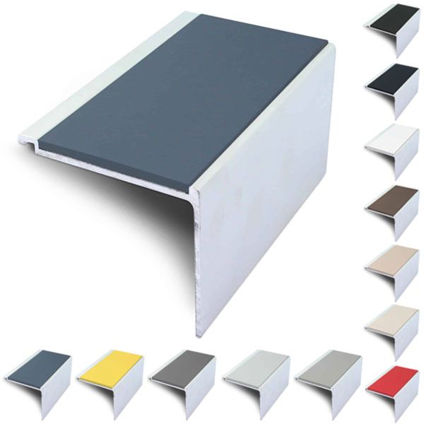 60mm x 55mm Commercial Stair Nosing With Non Slip PVC Insert Stair Edge Protection