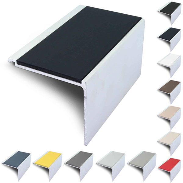 60mm x 55mm Commercial Stair Nosing With Non Slip PVC Insert Stair Edge Protection