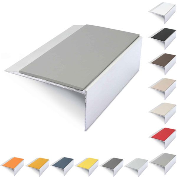 66mm x 32mm Aluminium Stair Nosing Edge Trim With Anti Slip Pvc Insert