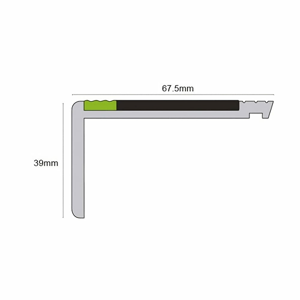 67.5mm x 39mm Aluminator Commercial Stair Nosing With Tredsafe PVC Insert