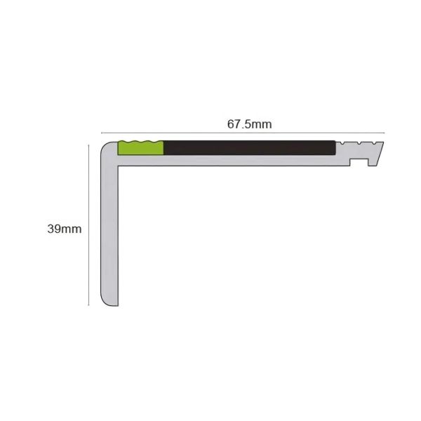 67.5mm x 39mm Aluminator PVC Commercial Stair Nosing With Non Slip PVC Insert