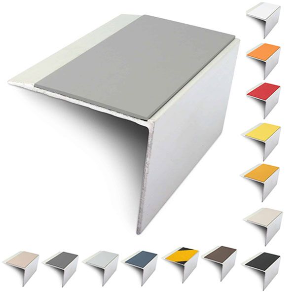 67mm x 55mm Slimline Stair Nosing Edge Trim With Non-Slip Pvc Insert DDA Compliant