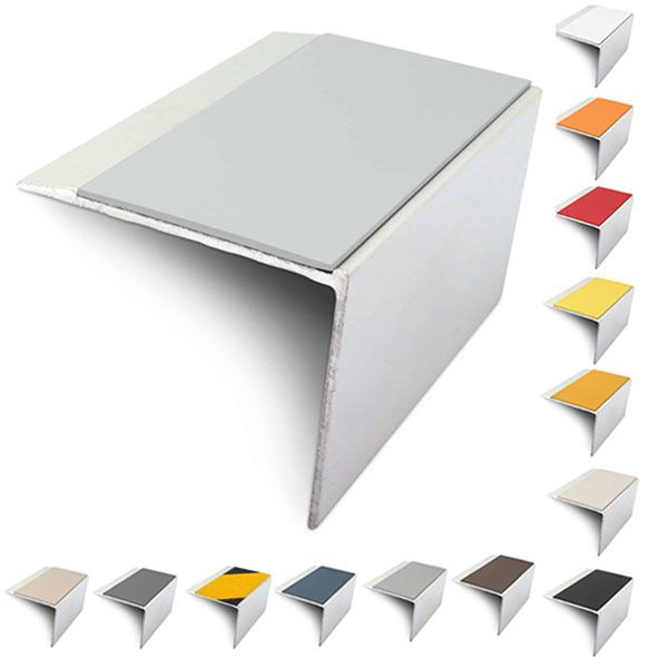 67mm x 55mm Slimline Stair Nosing Edge Trim With Non-Slip Pvc Insert DDA Compliant