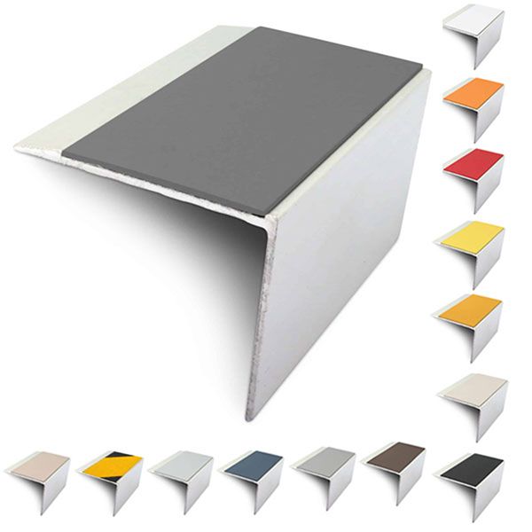 67mm x 55mm Slimline Stair Nosing Edge Trim With Non-Slip Pvc Insert DDA Compliant