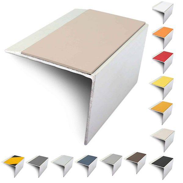 67mm x 55mm Slimline Stair Nosing Edge Trim With Non-Slip Pvc Insert DDA Compliant