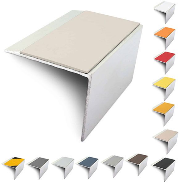 67mm x 55mm Slimline Stair Nosing Edge Trim With Non-Slip Pvc Insert DDA Compliant