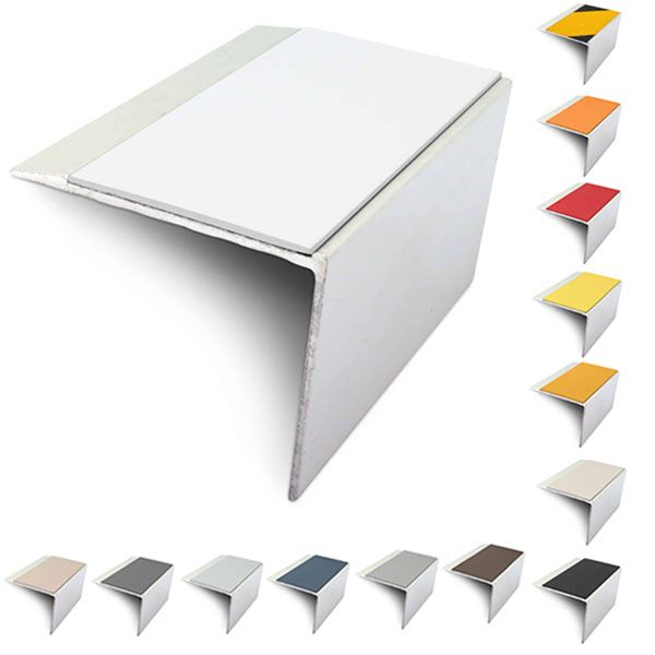 67mm x 55mm Slimline Stair Nosing Edge Trim With Non-Slip Pvc Insert DDA Compliant