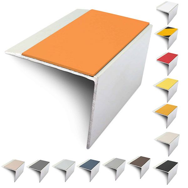 67mm x 55mm Slimline Stair Nosing Edge Trim With Non-Slip Pvc Insert DDA Compliant