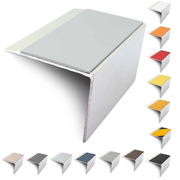 67mm x 55mm Slimline Stair Nosing Edge Trim With Non-Slip Pvc Insert DDA Compliant