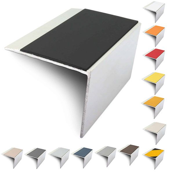 67mm x 55mm Slimline Stair Nosing Edge Trim With Non-Slip Pvc Insert DDA Compliant