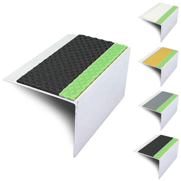 67mm x 55mm Aluminator Stair Nosing Edge Trim With Tredsafe Pvc Insert DDA Compliant