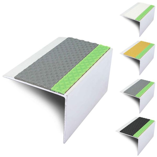 67mm x 55mm Aluminator Stair Nosing Edge Trim With Tredsafe Pvc Insert DDA Compliant