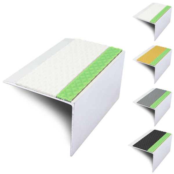 67mm x 55mm Aluminator Stair Nosing Edge Trim With Tredsafe Pvc Insert DDA Compliant