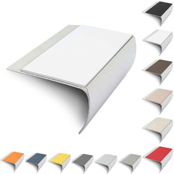 69mm x 40mm Bullnose Aluminium Stair Nosing Edge Trim With Pvc Insert