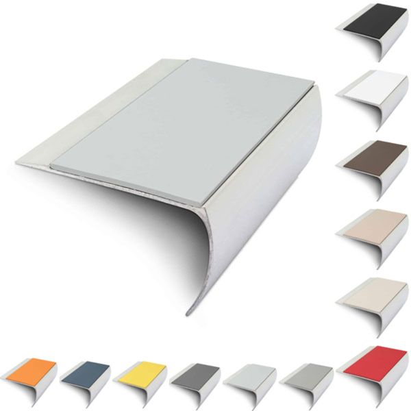 69mm x 40mm Bullnose Aluminium Stair Nosing Edge Trim With Pvc Insert