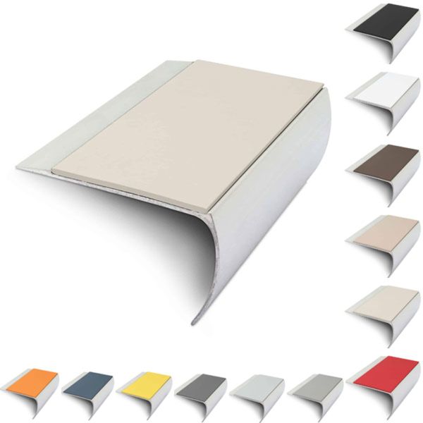 69mm x 40mm Bullnose Aluminium Stair Nosing Edge Trim With Pvc Insert