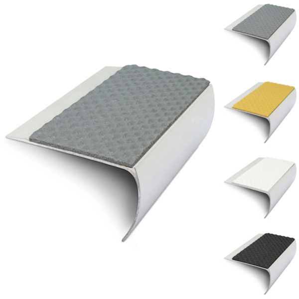 69mm x 40mm Bullnose Aluminium Stair Nosing Edge Trim With Tredsafe Pvc Insert