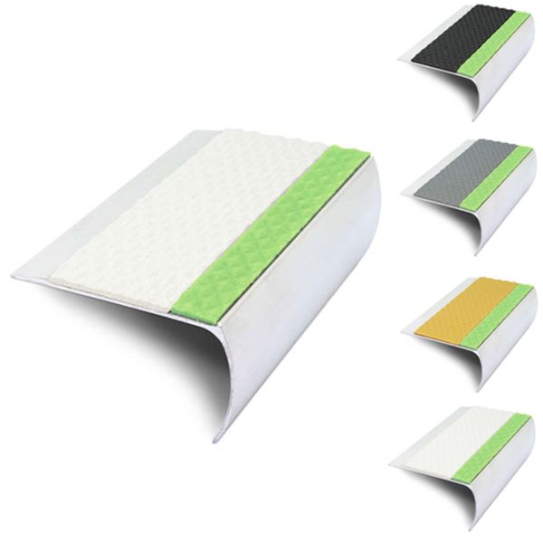 69mm x 40mm Aluminator Bullnose Stair Nosing Edge Trim With Tredsafe Pvc Insert