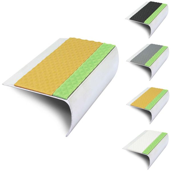 69mm x 40mm Aluminator Bullnose Stair Nosing Edge Trim With Tredsafe Pvc Insert