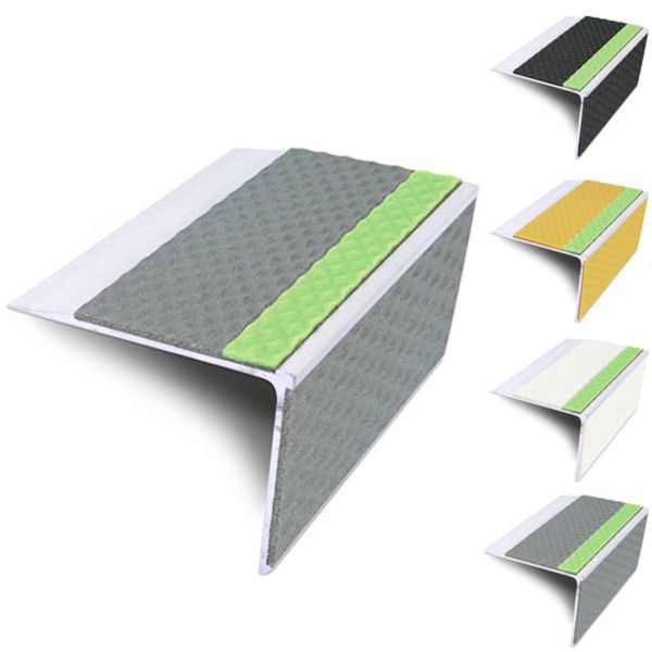 75mm x 58mm Aluminator Stair Nosing Edge Trim With Non Slip Tredsafe Pvc Insert DDA Compliant