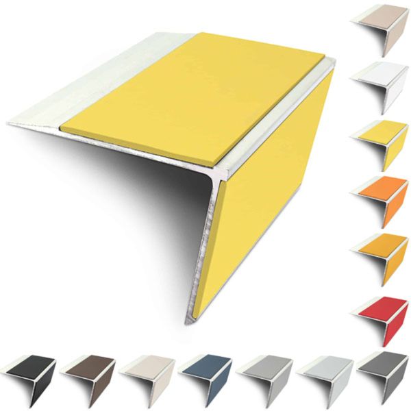 75mm x 58mm Rakeback Aluminium Stair Nosing Edge Trim With Pvc Insert